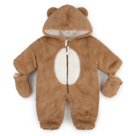 Baby Unisex Bear Cotton Lined, Faux Fur Snowsuit