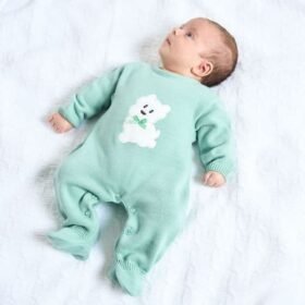 Moss Green Scotty Dog Knitted Onesie