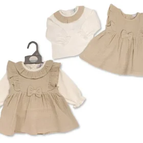 Baby Girls 2 Pcs Dress Set With Bow- Pink (copy)