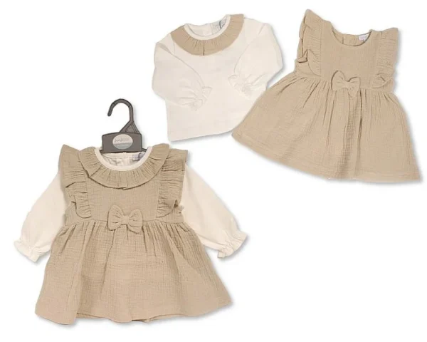 Baby Girls 2 Pcs Dress Set With Bow- Pink (copy)