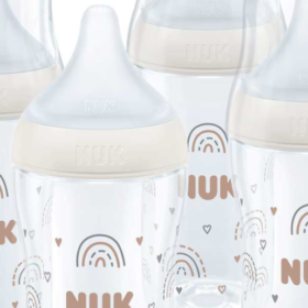 Nuk Perfect Match Silicone Bottle 260ml 3+ Months – 4pk Rainbow