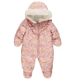 Pink Floral Print Padded Snowsuit