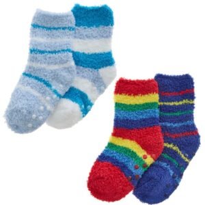 Baby Boys 2 Pack Cosy Socks With Grippers