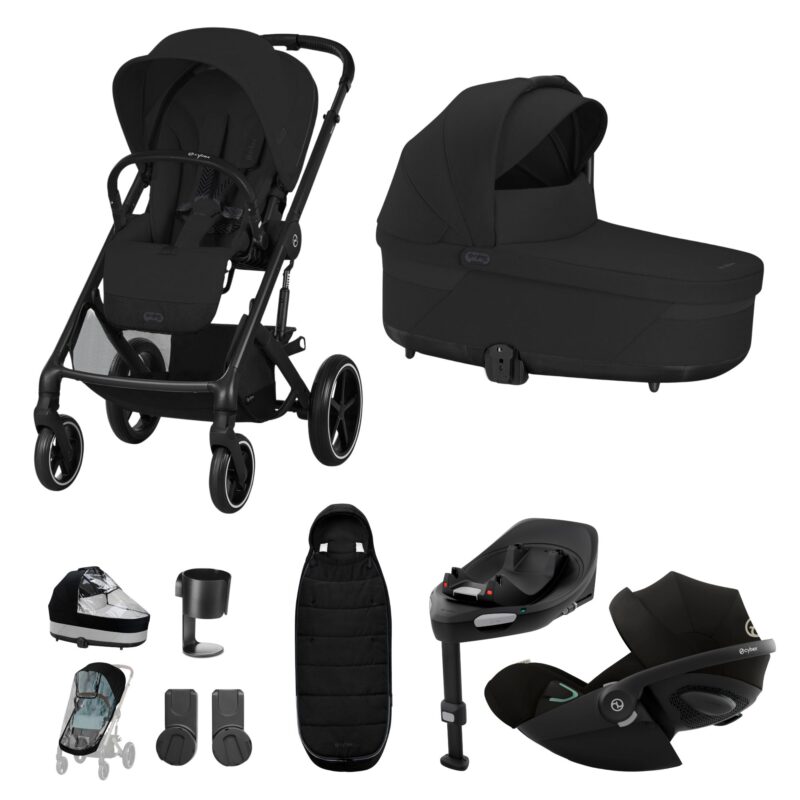 Cybex Balios S Lux Stroller/travel Set - Moon Black - Luxury Bundle (+ Cloud G Car Seat And Base G), Gold Footmuff