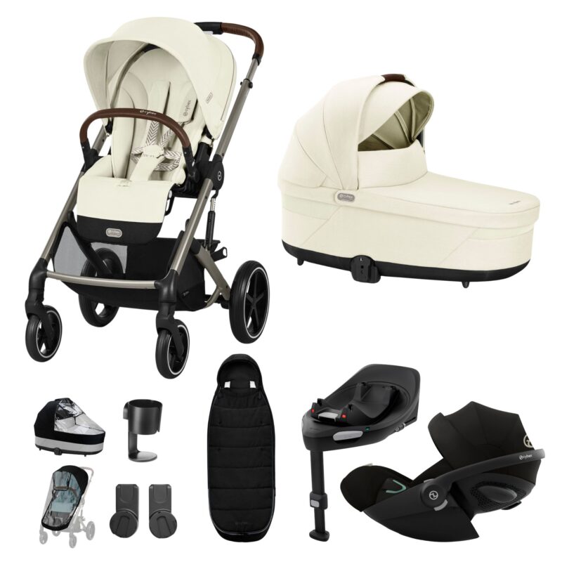 Cybex Balios S Lux Stroller/travel Set - Seashell Beige - Luxury Bundle (+ Cloud G Car Seat And Base G), Gold Footmuff