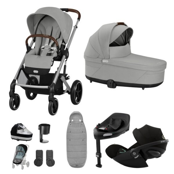 Cybex Balios S Lux Stroller/travel Set - Stone Grey - Luxury Bundle (+ Cloud G Car Seat And Base G), Gold Footmuff