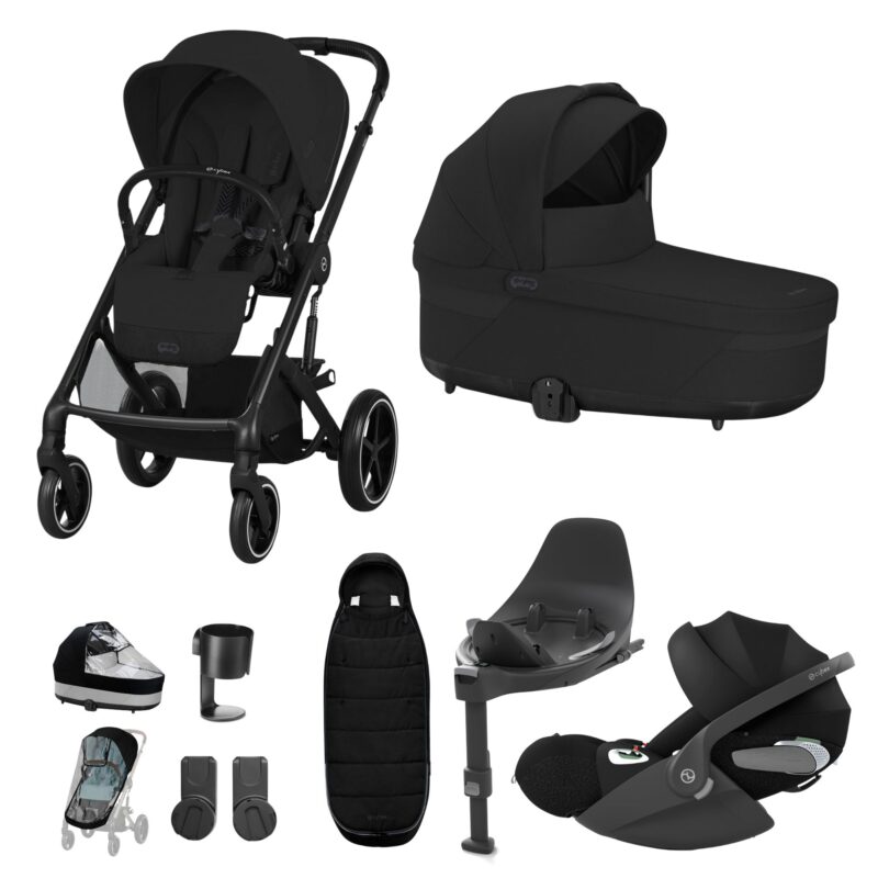 Cybex Balios S Lux Stroller/travel Set - Moon Black - Luxury Bundle (+ Cloud T Comfort Car Seat And Cloud T Base), Gold Footmuff