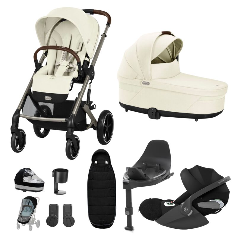 Cybex Balios S Lux Stroller/travel Set - Seashell Beige - Luxury Bundle (+ Cloud T Comfort Car Seat And Cloud T Base), Gold Footmuff