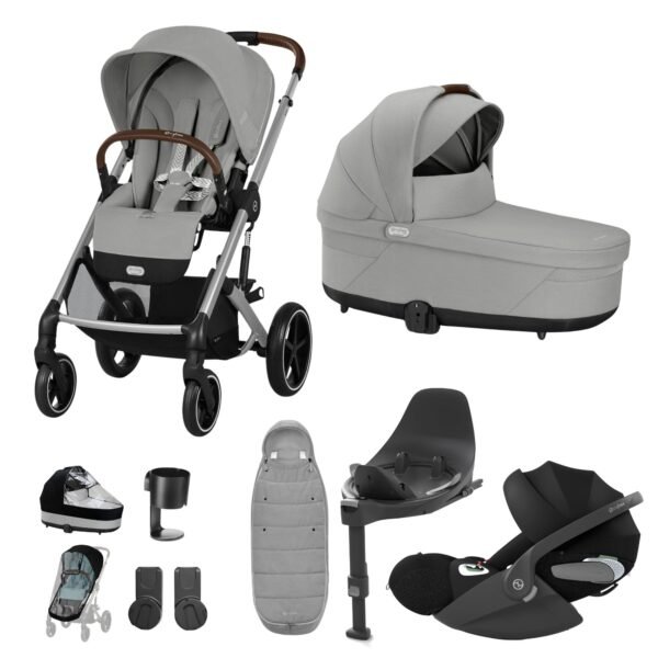 Cybex Balios S Lux Stroller/travel Set - Stone Grey - Luxury Bundle (+ Cloud T Comfort Car Seat And Cloud T Base), Gold Footmuff