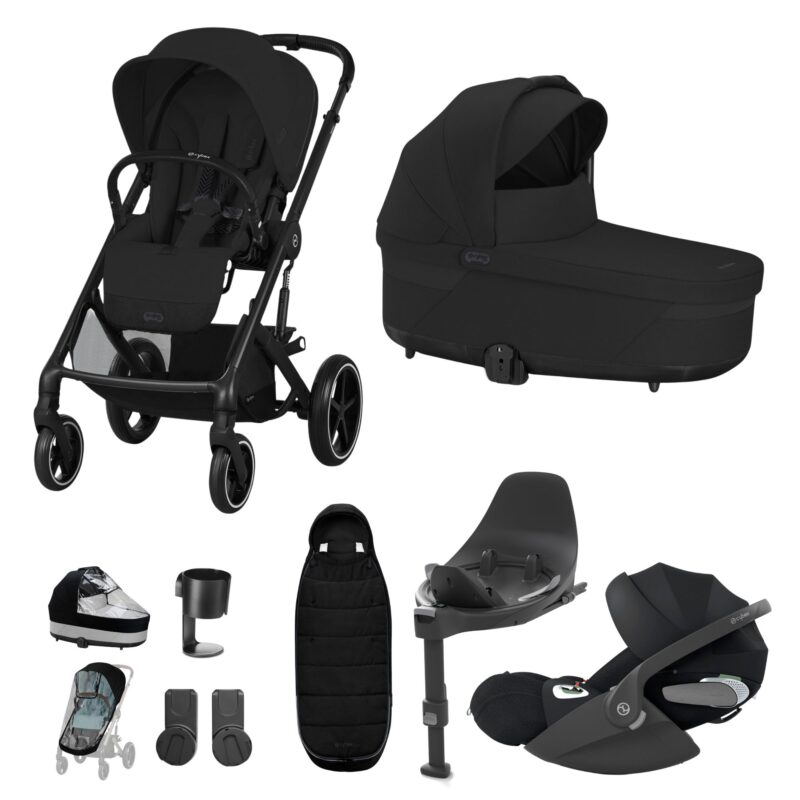 Cybex Balios S Lux Stroller/travel Set - Moon Black - Luxury Bundle (+ Cloud T Plus Car Seat And Cloud T Base), Gold Footmuff