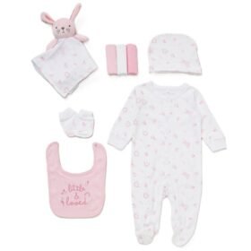 Baby Girls Bunny 8 Piece Mesh Bag Gift Set