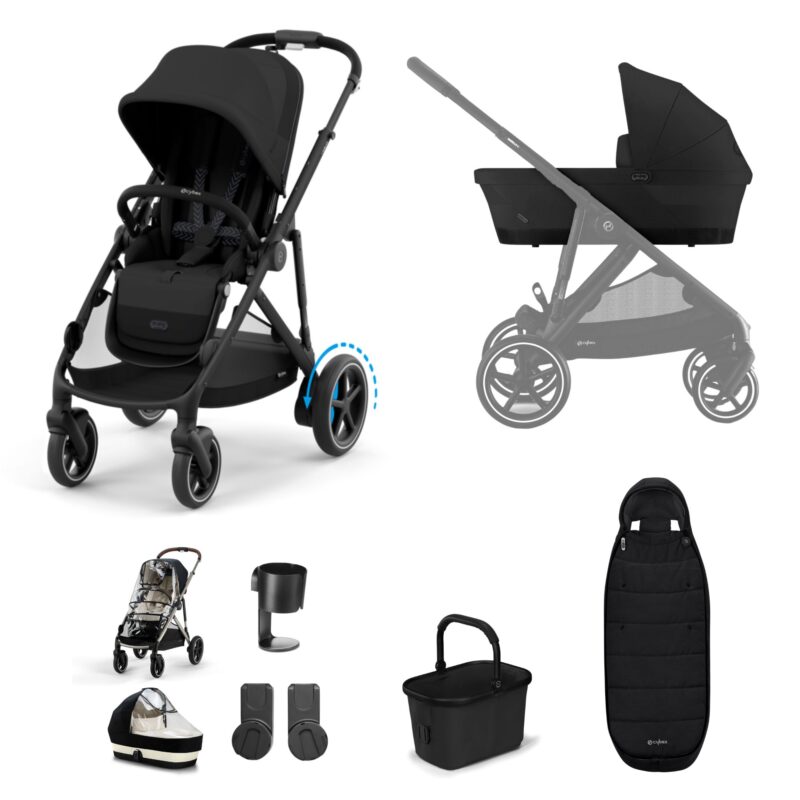 Cybex E-gazelle S Stroller/travel System- Moon Black