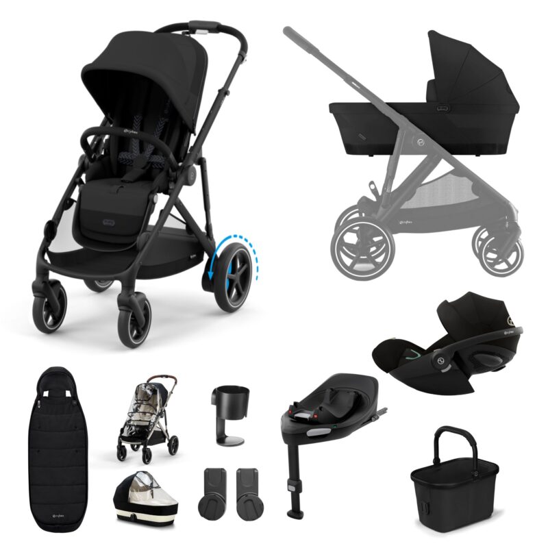 Cybex E-gazelle S Stroller/travel System- Moon Black