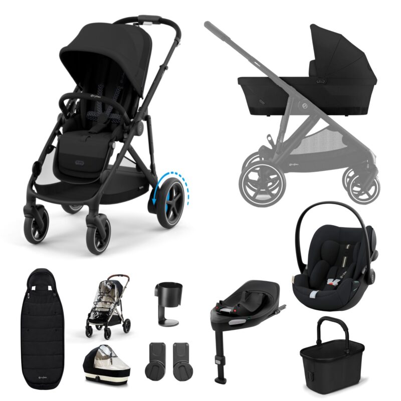 Cybex E-gazelle S Stroller/travel System- Moon Black