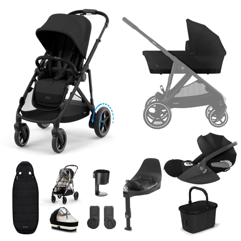Cybex E-gazelle S Stroller/travel System- Moon Black