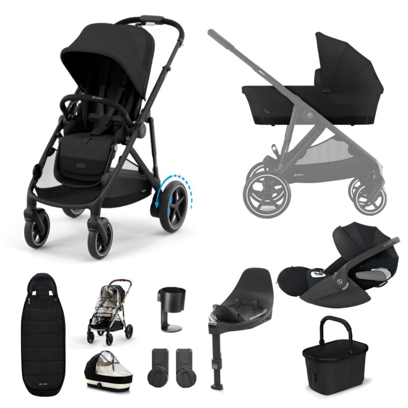 Cybex E-gazelle S Stroller/travel System- Moon Black