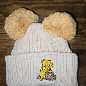 Double Brown Pom Pom Bear Hat- Newborn