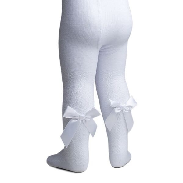 White Tights With Bow (nb-24 Months)