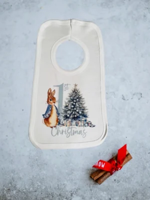 My 1st Christmas Bib- Pink Rabbit (copy)