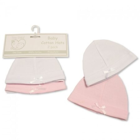 Premature Baby Girls Hats With Bow - 2-pack