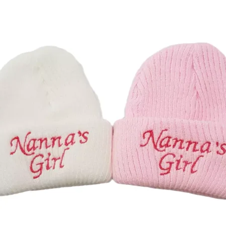 Beanie Hat Newborn- Nannas Boy- White (copy)