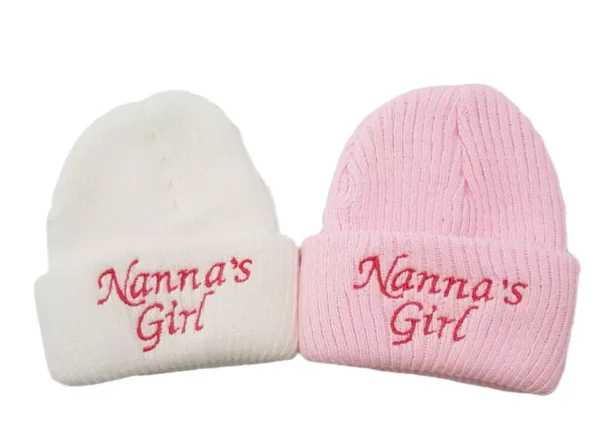 Beanie Hat Newborn- Nannas Boy- White (copy)