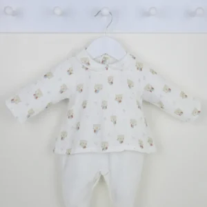 Ivory Owl Print Layered Sleepsuit