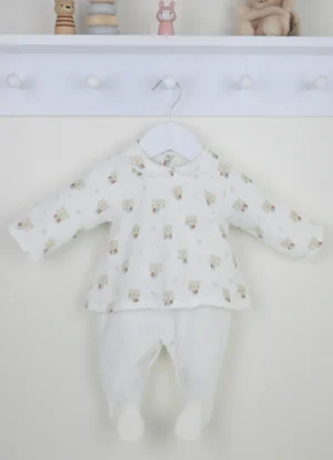 Ivory Owl Print Layered Sleepsuit