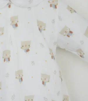 Ivory Owl Print Layered Sleepsuit