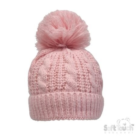 Pink Cable Knit Hat (0-12m)