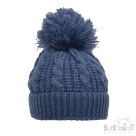 Steel Blue Cable Knit Hat (0-12m)