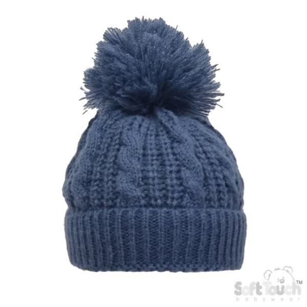 Steel Blue Cable Knit Hat (0-12m)