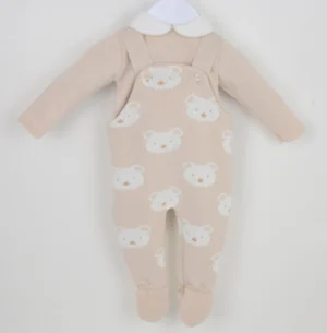 Pex Benny Bear Dungaree Set - Biscuit