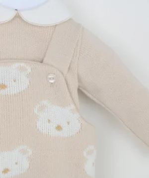 Pex Benny Bear Dungaree Set - Biscuit