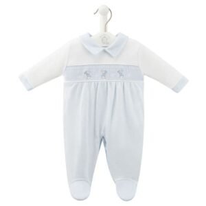 Rabbit & Star Smocked Sleepsuit- Blue