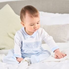 Rabbit & Star Smocked Sleepsuit- Blue