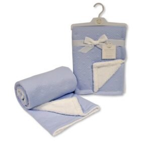 Baby Star Embossed Wrap With Sherpa Back- Sky