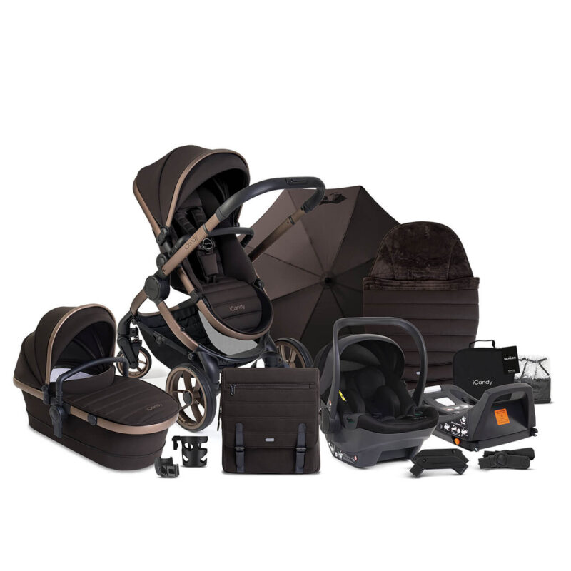 Peach 7 Pecan Pushchair And Carrycot - Complete Car Seat Bundle