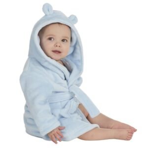 Baby Blue Hooded Dressing Gown