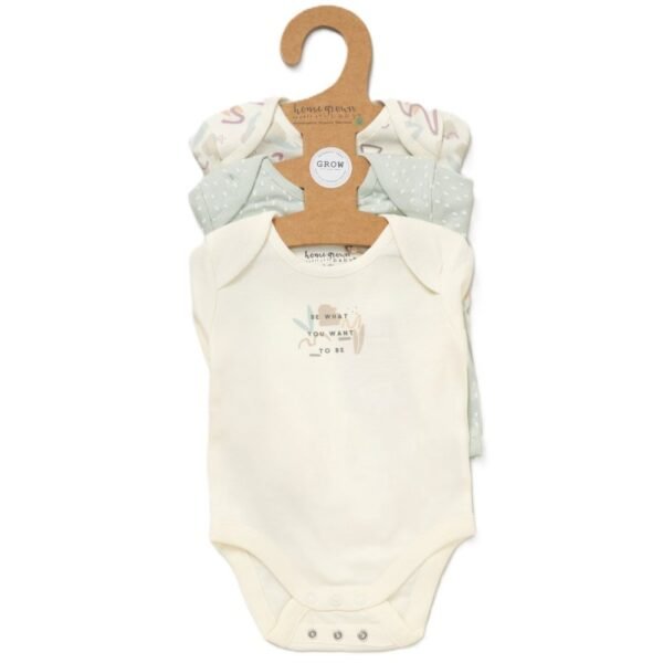 Unisex Organic Cotton 3 Pack Bodysuits With Extendable Gussets