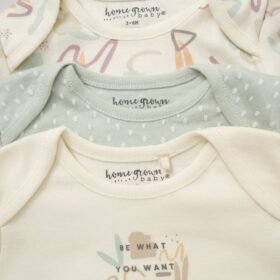 Organic Cotton 3 Pack Bodysuits With Extendable Gussets- Floral (copy)