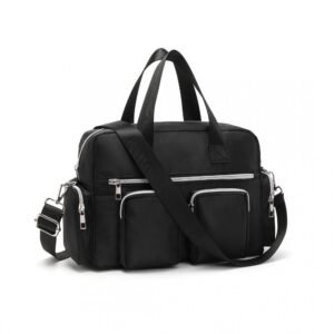 Versatile Multi-pocket Bag With Adjustable Detachable Strap - Black