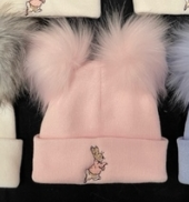 Peter Rabbit White/pink Double Pom Pom Hat- 1-2yrs (copy)