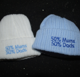 50% Mums 50% Dads Beanie Hat- Newborn