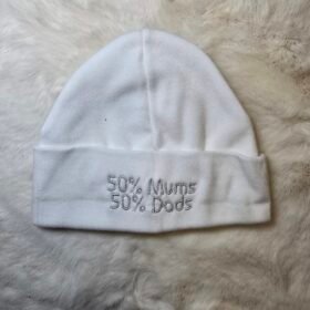 50% Mum 50% Dad White Cotton Hat