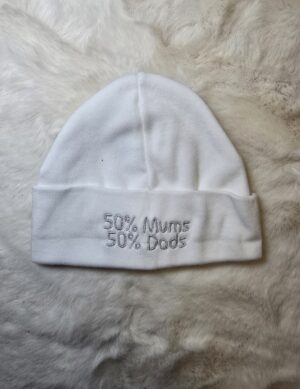 50% Mum 50% Dad White Cotton Hat