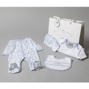 Baby Girls Blue Floral 6 Piece Mesh Bag Gift Set