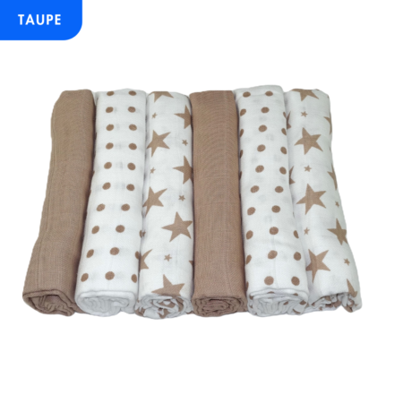 Muslinz 6 Pack Muslin Squares 70x70cm – Taupe (copy)