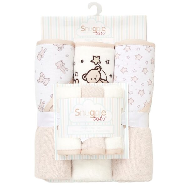 Bear 6pc Hooded Towels & Washcloths Bath Time Set