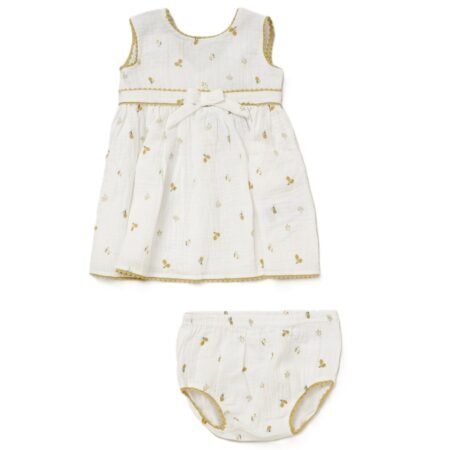 Baby Girls Muslin Fabric Dress & Pant Set